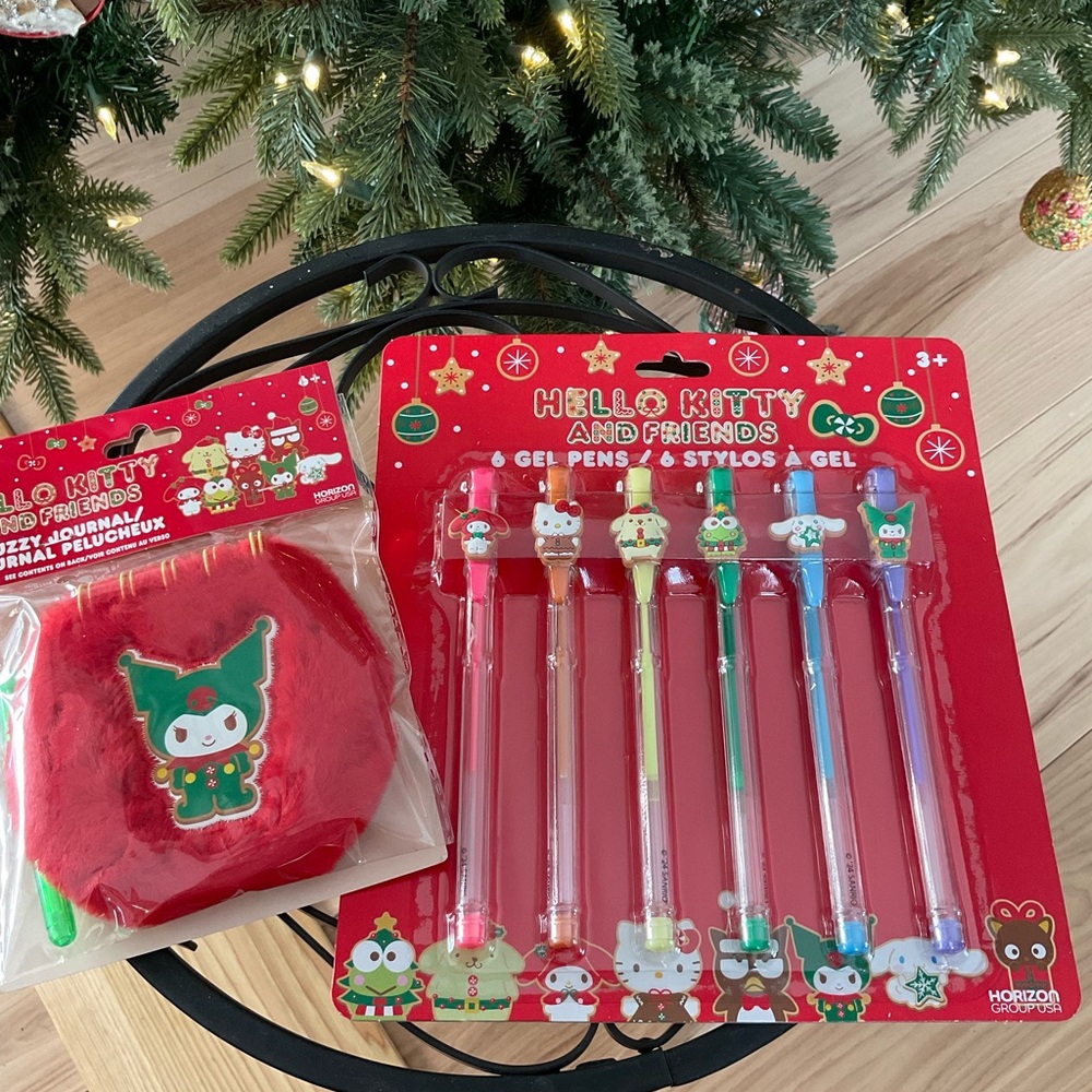 Hello Kitty and Friends Festive Gel Pen Set with Red Notebook